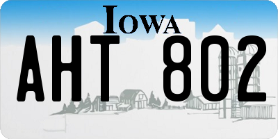 IA license plate AHT802