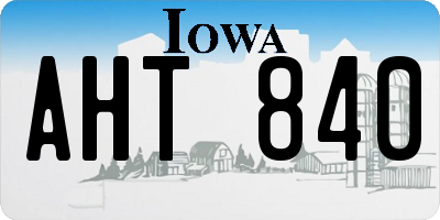 IA license plate AHT840