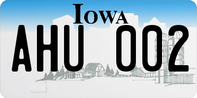 IA license plate AHU002