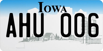 IA license plate AHU006