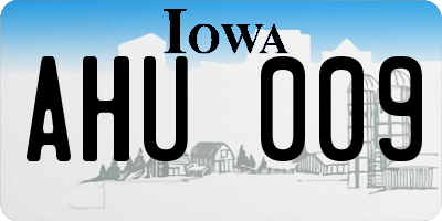 IA license plate AHU009