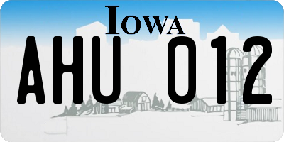 IA license plate AHU012