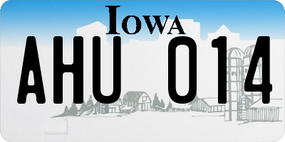 IA license plate AHU014