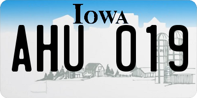 IA license plate AHU019