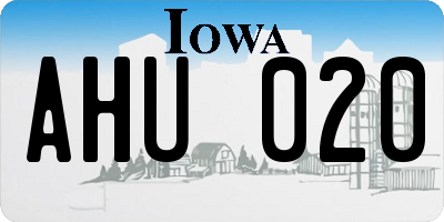 IA license plate AHU020