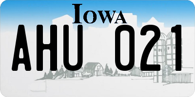 IA license plate AHU021