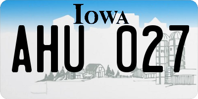 IA license plate AHU027