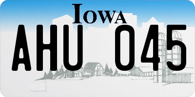 IA license plate AHU045