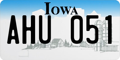 IA license plate AHU051