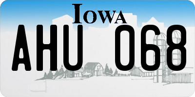 IA license plate AHU068
