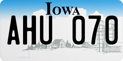 IA license plate AHU070
