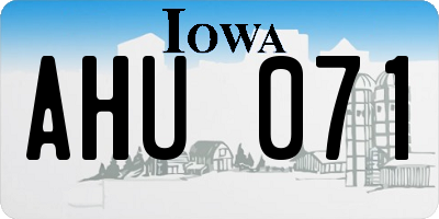 IA license plate AHU071