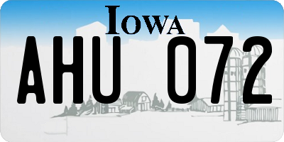 IA license plate AHU072