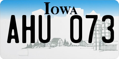 IA license plate AHU073