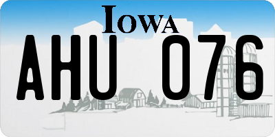 IA license plate AHU076