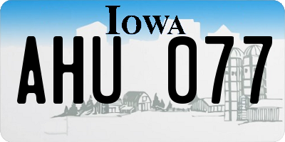 IA license plate AHU077