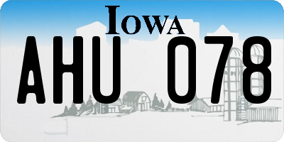 IA license plate AHU078