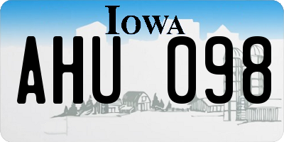 IA license plate AHU098