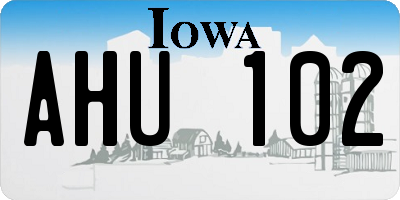 IA license plate AHU102