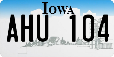 IA license plate AHU104