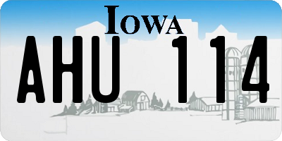IA license plate AHU114