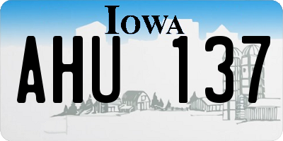 IA license plate AHU137