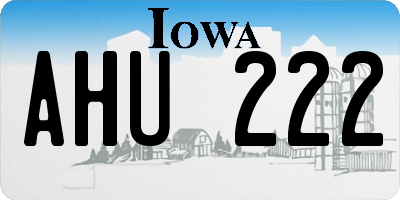 IA license plate AHU222