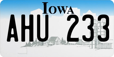 IA license plate AHU233