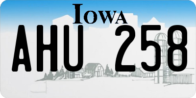 IA license plate AHU258