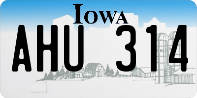 IA license plate AHU314