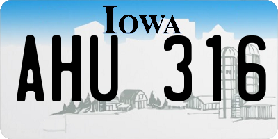 IA license plate AHU316