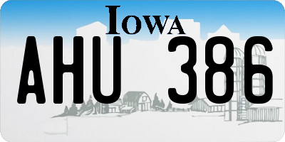IA license plate AHU386