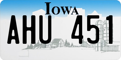 IA license plate AHU451