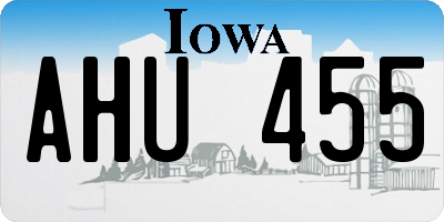 IA license plate AHU455
