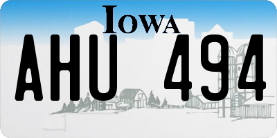 IA license plate AHU494