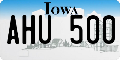 IA license plate AHU500