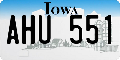 IA license plate AHU551