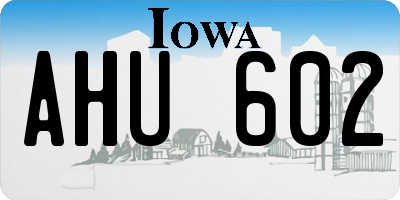 IA license plate AHU602