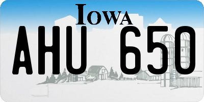 IA license plate AHU650