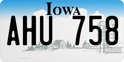 IA license plate AHU758