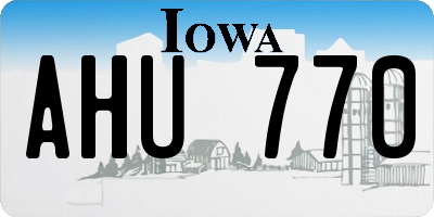 IA license plate AHU770