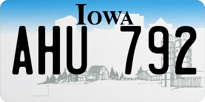 IA license plate AHU792