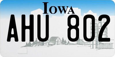 IA license plate AHU802