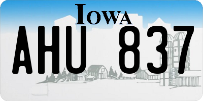 IA license plate AHU837