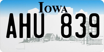 IA license plate AHU839