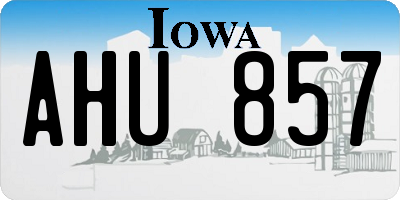 IA license plate AHU857