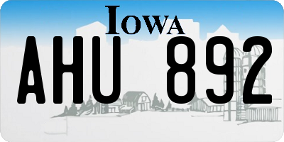 IA license plate AHU892
