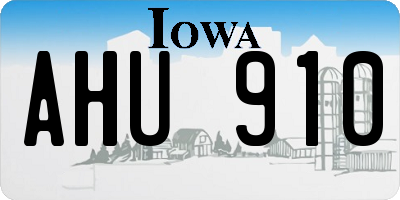 IA license plate AHU910