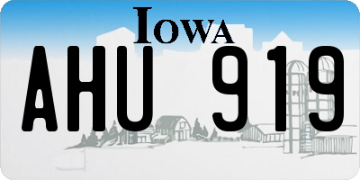 IA license plate AHU919