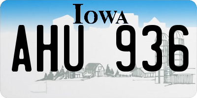 IA license plate AHU936